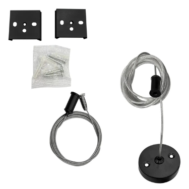Kit Suspensão para Luminária Linear Cabo de Aço 2m Canopla Preto