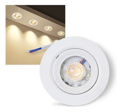LUMINARIA DOWNLIGHT, 7W, EMBUTIR, 3000K, BRANCO QUENTE, BIVOLT, REDONDO, BRANCO