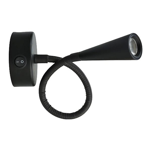 Arandela LED Flexível de Cabeceira 3W 3000K Luz Quente 240lm Preto Bivolt