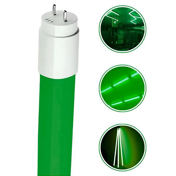 EMBULED LÂMPADA TUBO LED 60cm, 9W, VERDE, G13, BIVOLT