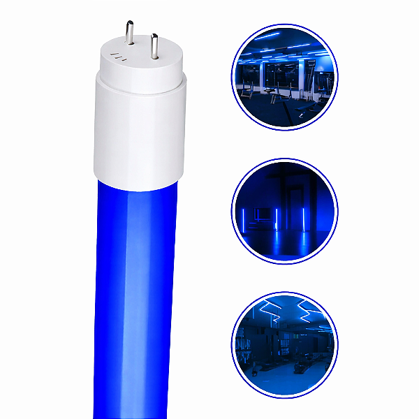 Lâmpada Tubo LED T8 60cm 9W Azul G13 Bivolt