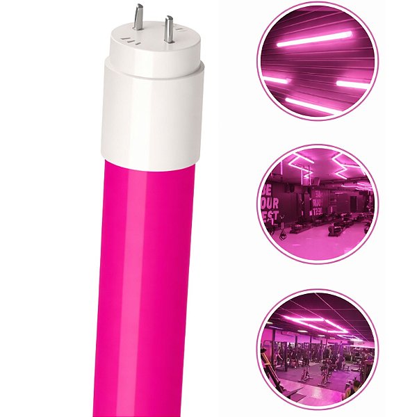 Lâmpada Tubo LED T8 60cm 9W Rosa G13 Bivolt