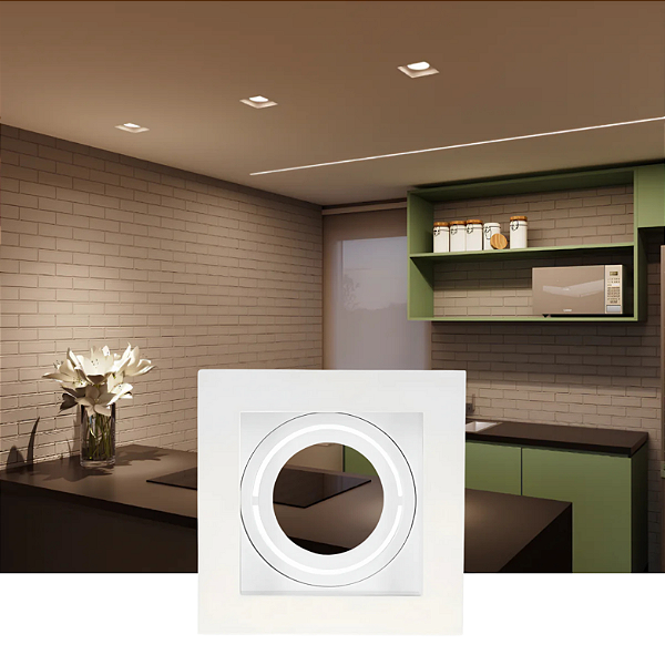 HEVVY - LUMINARIA EMBUTIR RECUADO QUADRADA MR16, 1xGU10, POT.: MÁX. 40W, ABS, BRANCO