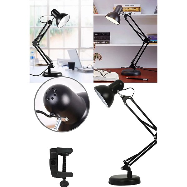 OPUS LUMINARIA DE MESA CLASSIC ARTICULADO, 1xE27, MAX.: 40W, IP20, FERRO, PRETO