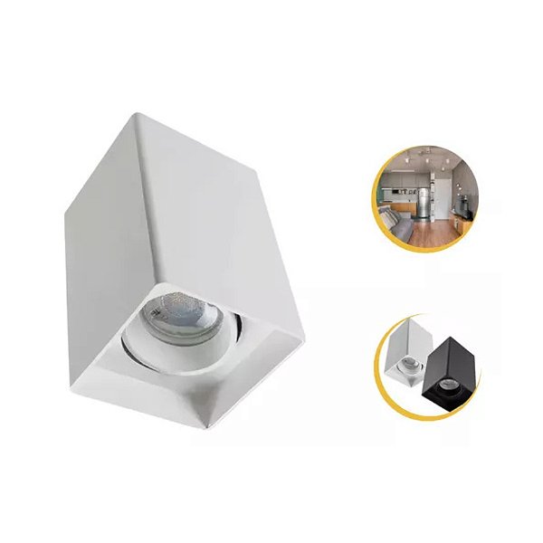 OPUS LUMINÁRIA DE SOBREPOR COM CAIXA QUADRADO ABS, MR16, 1xGU10, DIRECIONÁVEL, 125X80mm, BRANCO