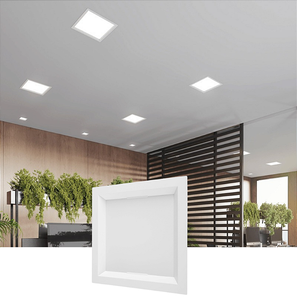 Painel Plafon Embutir Quadrado Recuado Led 18w Bivolt Opus 4000k