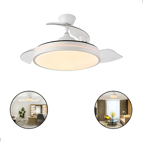 OPUS VENTILADOR AIR BASIC, 60W, 3000/4000/6500K, 3000lm, IP20, Ø510x400mm, BIVOLT, BRANCO DIMMER