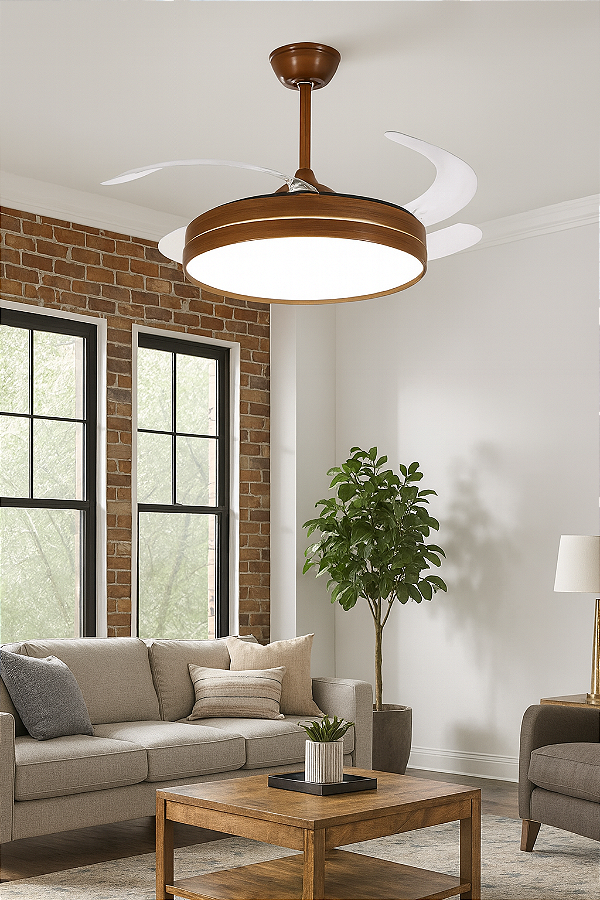 OPUS VENTILADOR AIR BASIC 30W + PLAFON DE LED 30W, MULTICOR, 3000lm, IRC>80, Ø480x445mm, BIVOLT, IMBUIA