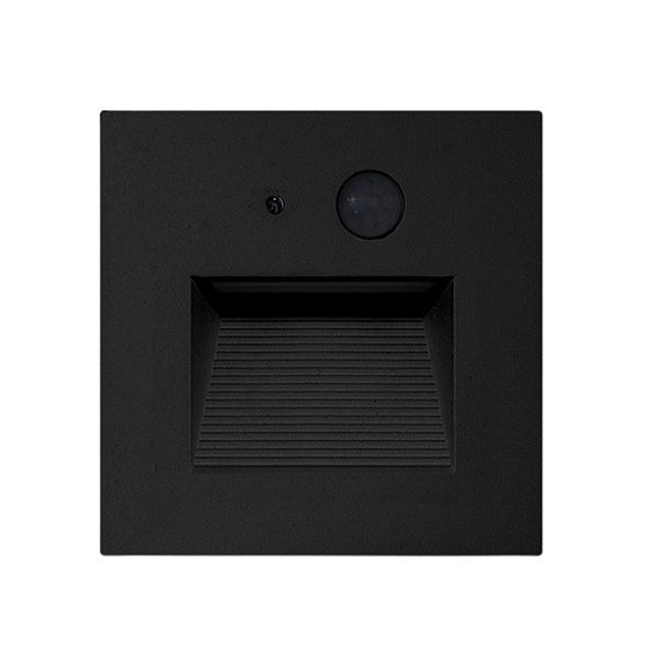 Balizador Sentinela LED 3W com Sensor Automático Luz Amarela 3000K Bivolt Preto IP65