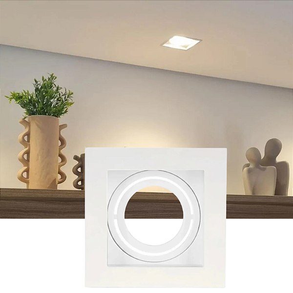 HEVVY - LUMINARIA EMBUTIR RECUADO QUADRADA PAR20, 1xE27, POT.: MÁX. 40W, ABS, BRANCO