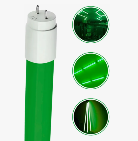 Kit 6 Lâmpadas Tubo LED T8 18W 120cm Verde Plástico Ligação 1 Lado