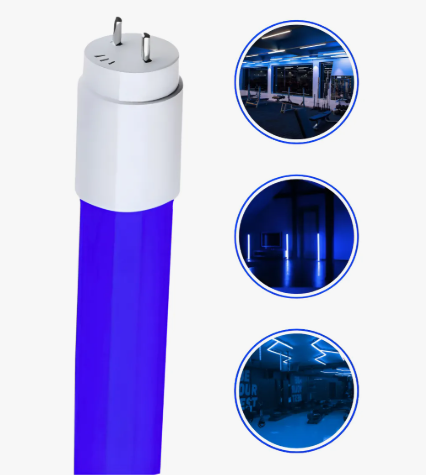 Kit 6 Lâmpadas Tubo LED T8 9W 60cm Azul Opus Plástico Ligação 1 Lado