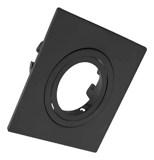 Luminária De Embutir Face Plana Quadrada Mr16 Direcionável Abs Cor Preto