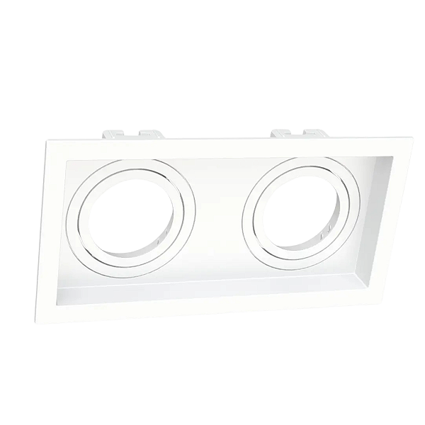 Luminária Spot Retangular Led Embutir Recuado Par20 E27 Dupla Branco Bivolt