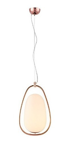 Pendente Oval Vidro Leitoso Ate 40w E27 Bivolt Cor Cobre