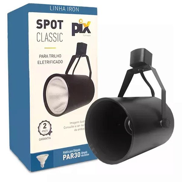 Spot Luminaria Par30 Led Trilho Eletrificado E27 preto cor:preto