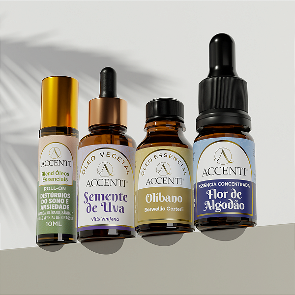 Kit Óleos Essencial e Vegetal, Essência Concentrada e Blend - Accenti