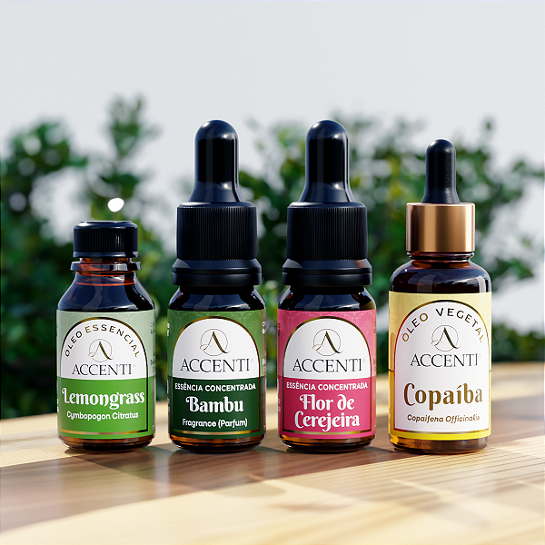Kit Natureza de Óleos Essencial, Vegetal e Essências - Accenti