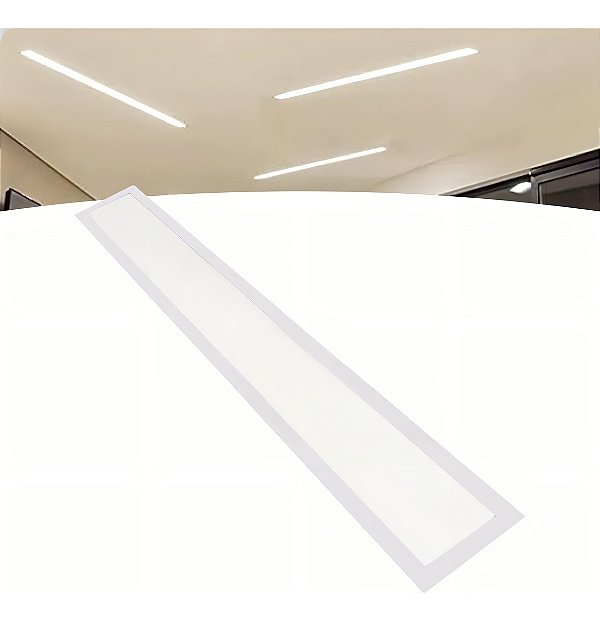 PLAFON LUMINÁRIA LED 120X15 SLIM EMBUTIR 36W 3000K - BRANCO QUENTE