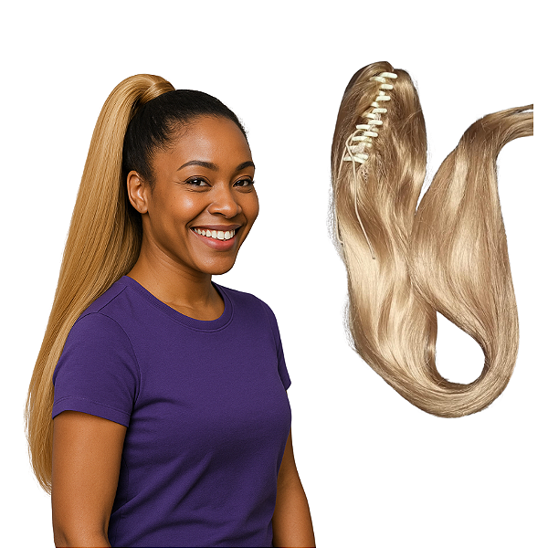 Aplique Rabo De Cavalo Cacheado Orgânico Com Presilha 55 Cm - Weng