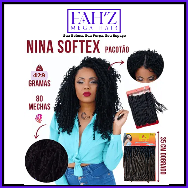 Cabelo Cacheado Nina Softex Crochet Braids Cachos Sintéticos - Pacote Grande