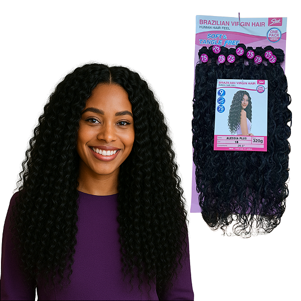 Cabelo Cacheado Bio Fibra 75cm Alessia Plus Sleek