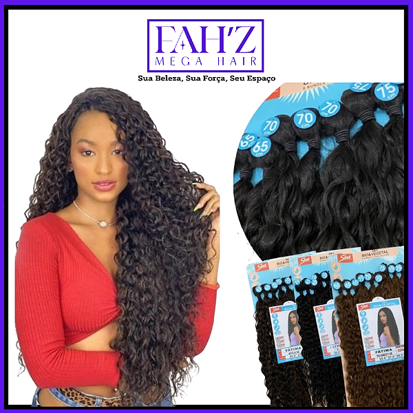 Cabelo Fátima Cacheado Fibra Bio Vegetal 320gr 9 Telas 75cm Sleek