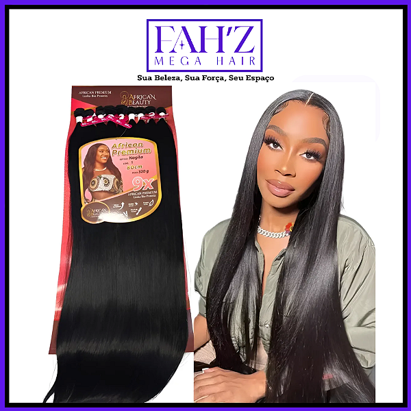 Cabelo  Nagila African Beauty Bio Proteína 80cm Liso Mega Hair Tela Entrelace