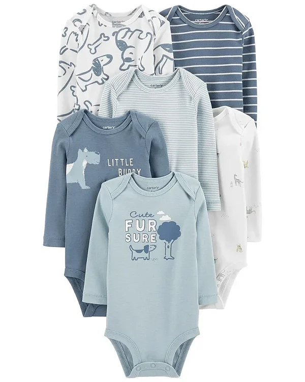 Kit de bodies manga longa Cachorros