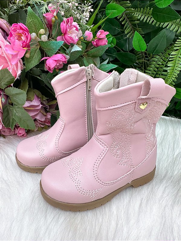 Bota/ Coturno Flor Di Mila Boiadeira Texana Liz Rosa Bebe