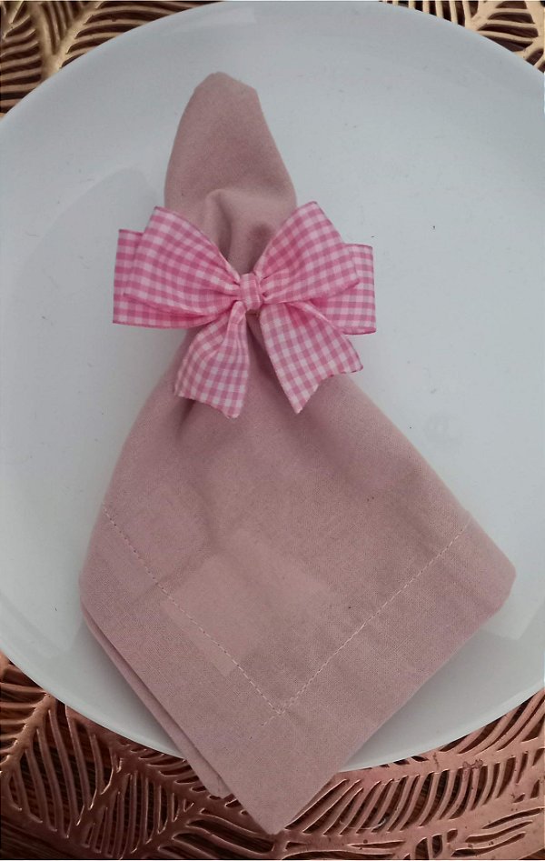 Porta Guardanapo Laço Xadrez Rosa Mini R$9,99 cd