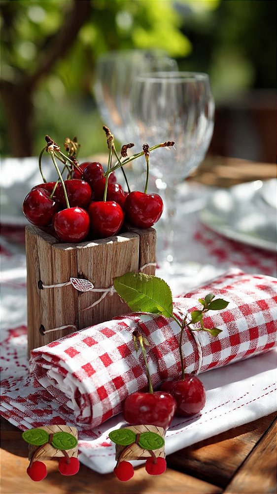 Porta Guardanapo Cerejas em Palha R$12,99 cd