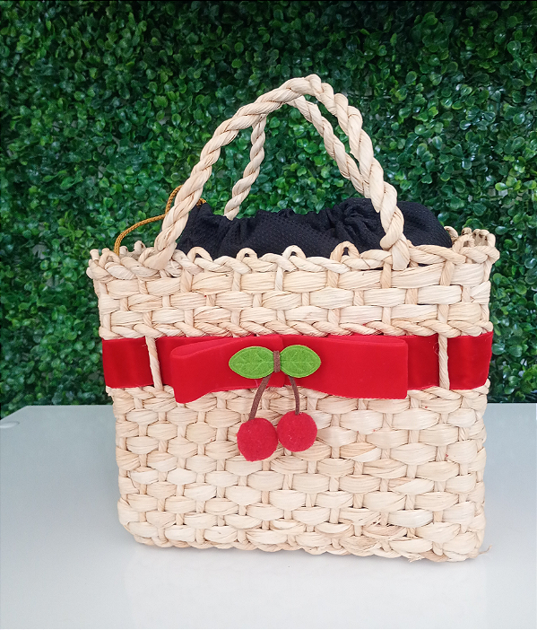 Bolsa De Mão Cereja Palha R$49,99