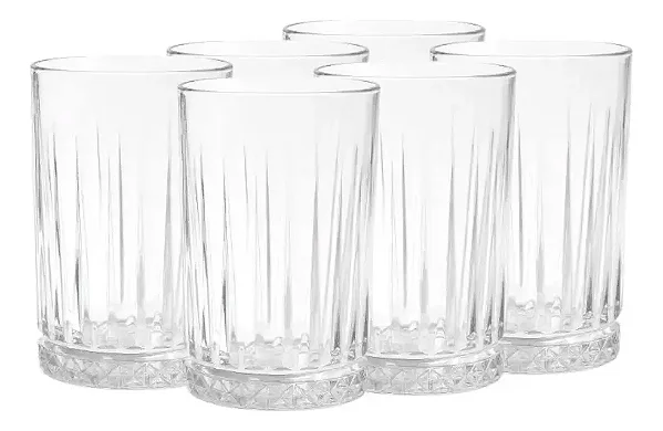 Jogo de 6 Copos Laura 420ml de Vidro Transparente R$29,99