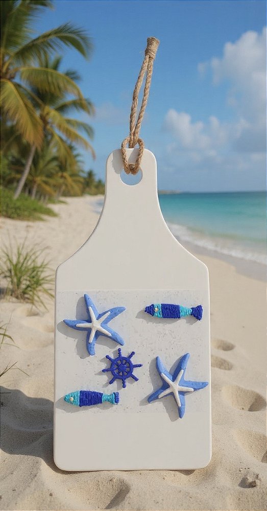 Tábua decorativa de parede náutica 30x14