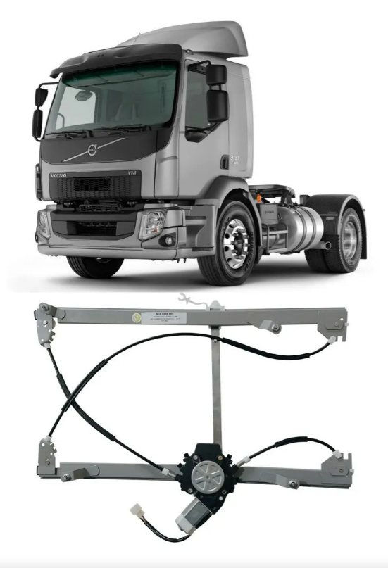DUPLICADO - MÁQUINA VIDRO ELÉTRICA CAMINHÃO VOLVO VM 220/ 260/ 270 ESQUERDA C/ MOTOR MABUCHI 24V