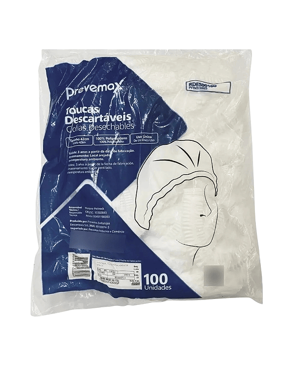 TOUCA DESCARTAVEL TNT SANFONADA PREVEMAX - 100UN