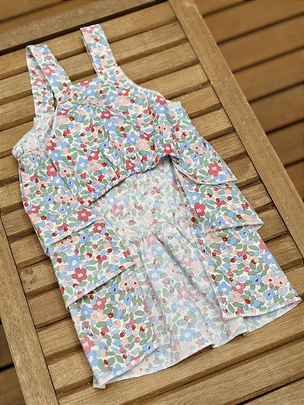 Vestido Florzinha e Babadinhos Azul
