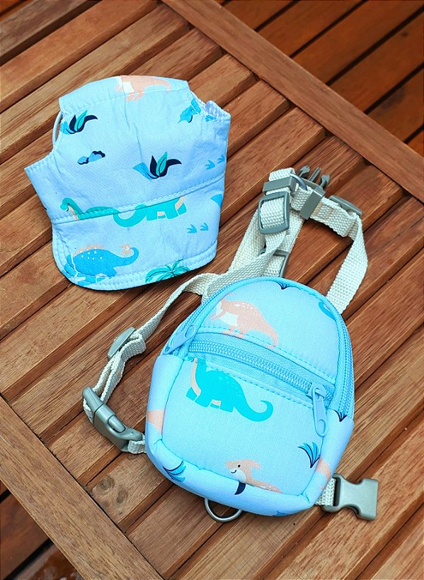 Kit mochila e Boné Dinossauro