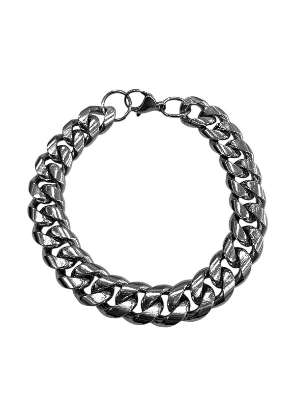 Pulseira  Masculina Aço Grumê Achatado