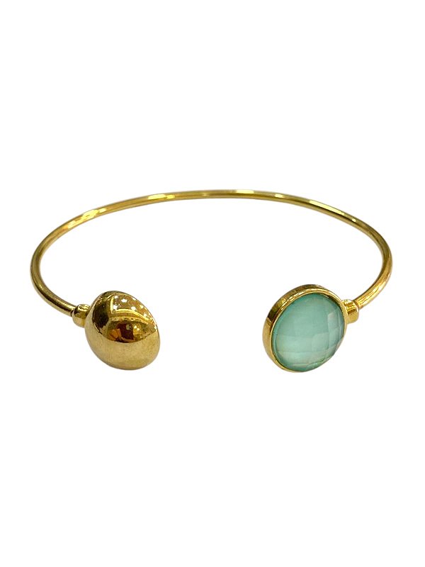 Bracelete Semijoia  Pedra Ágata Azul Turqueza Ajustável