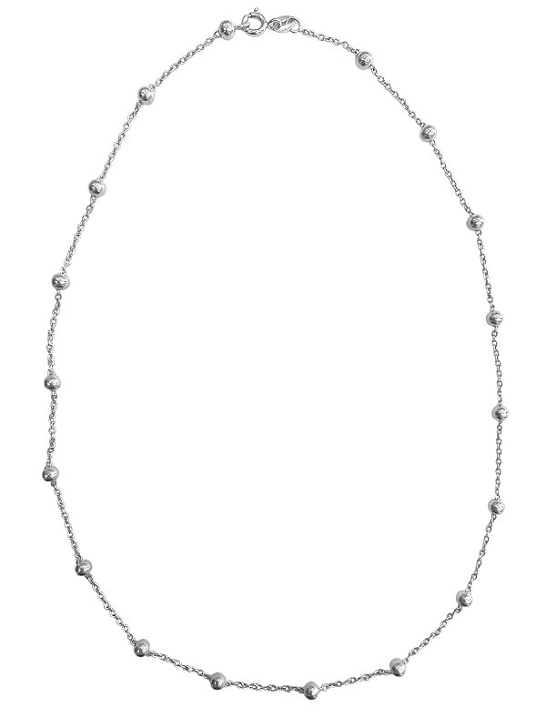 Gargantilha Prata 925 - Elos com bolinha - 45 cm