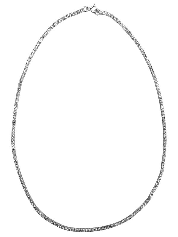 Gargantilha Riviera Prata 925 - 4 garras em Zirconias -  3 mm por 3 mm com alargador 2 cm