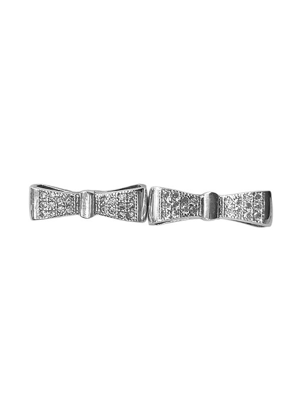 Brinco Prata 925 com Micro Pedras de Zirconia em Formato de Laço
