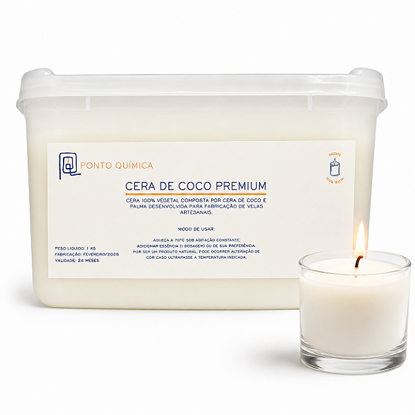 Cera de Coco Premium para Velas 100% Vegetal 1kg Ponto Química