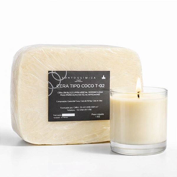 Cera de Coco T02 para Velas 100% Vegetal 1kg Ponto Química