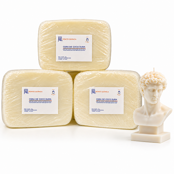 Kit 3kg Cera de Coco Dura para Velas 100% Vegetal Ponto Química