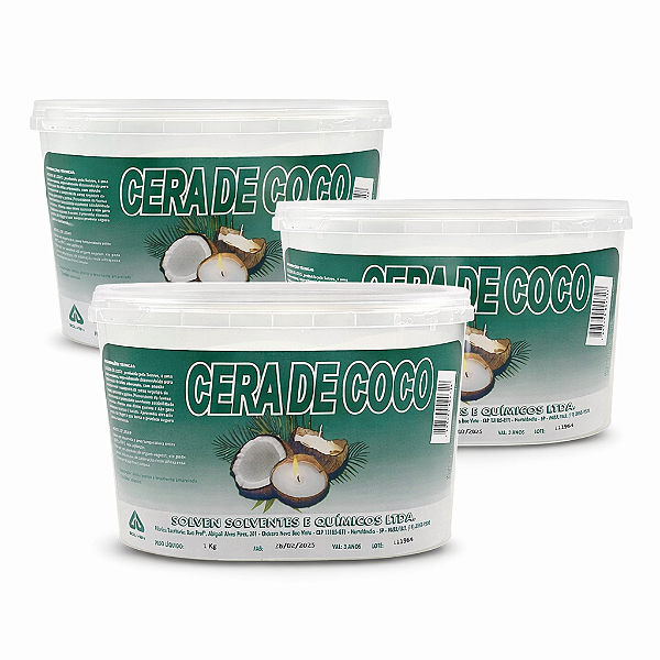 Kit 3kg Cera de Coco para Velas 100% Vegetal Solven