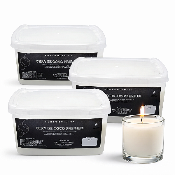 Kit 3kg Cera de Coco Premium 100% Vegetal p/ Velas Ponto Química