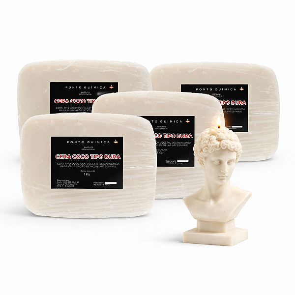 Kit 4kg Cera de Coco Dura para Velas 100% Vegetal Ponto Química